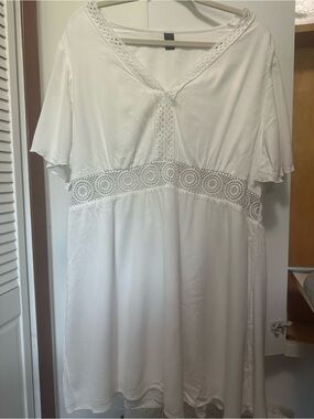 Forever 21 White Lace-Trim V-Neck Dress